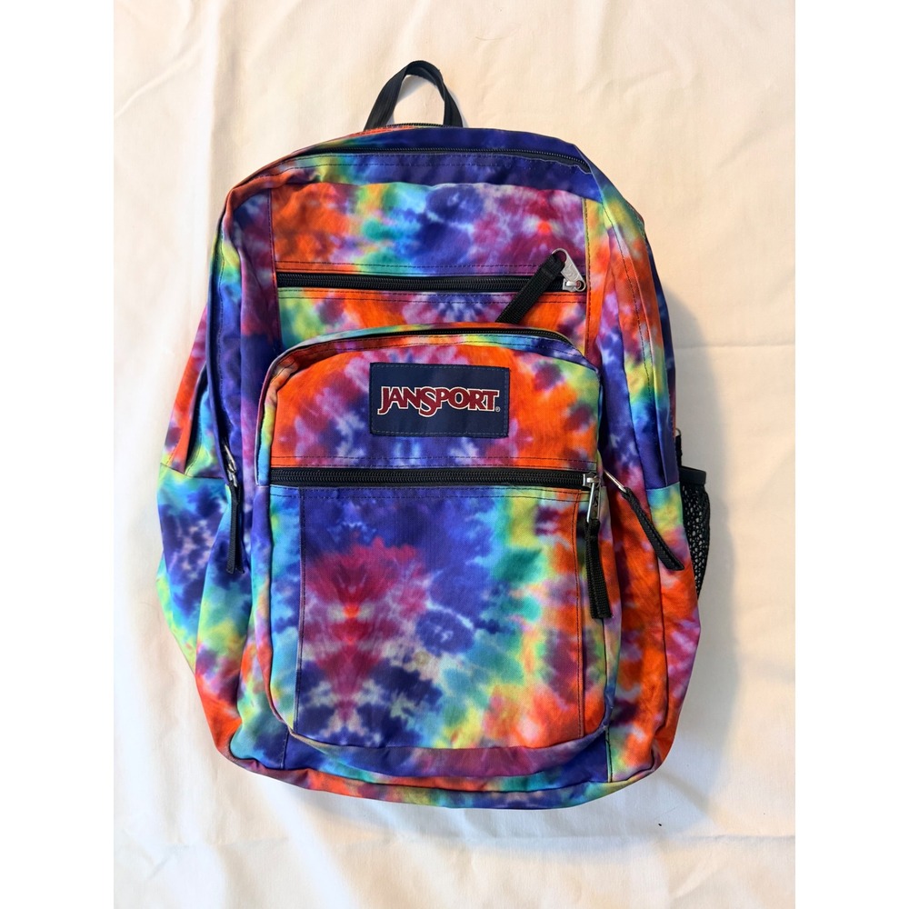 JanSport Big Student Backpack Rainbow Tie Dye Multi Color School Bag Padded
